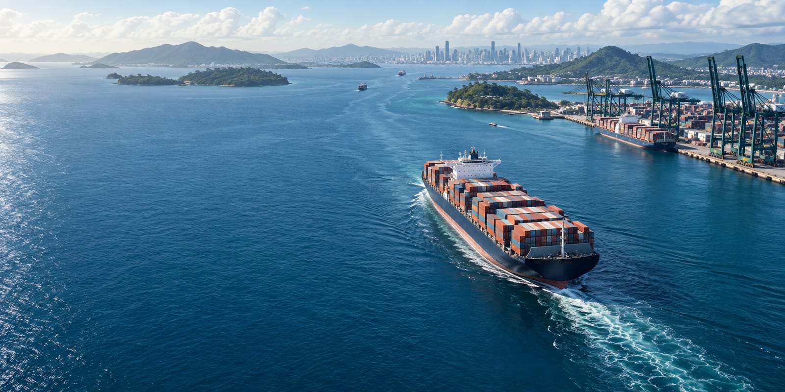 Illustrative maritime port view